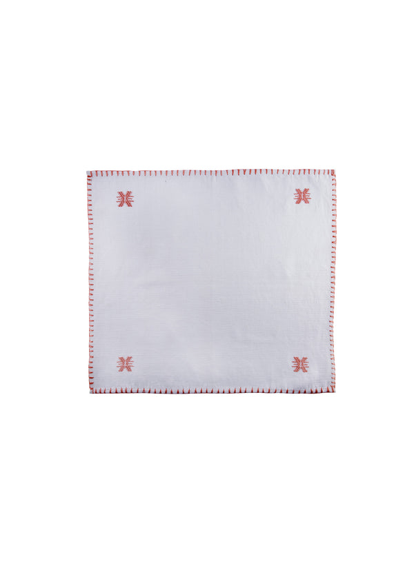 Pippa Holt Set No.32 Napkin Coaster And Placemat Set In White With Candy Pink Design