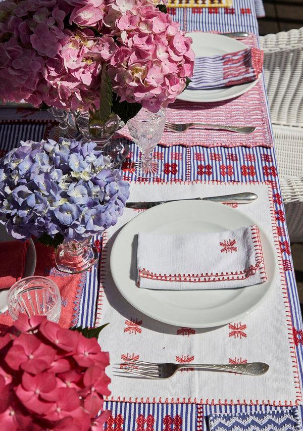 pippa holt Set No.32 Napkin coaster and placemat set in white with candy pink design