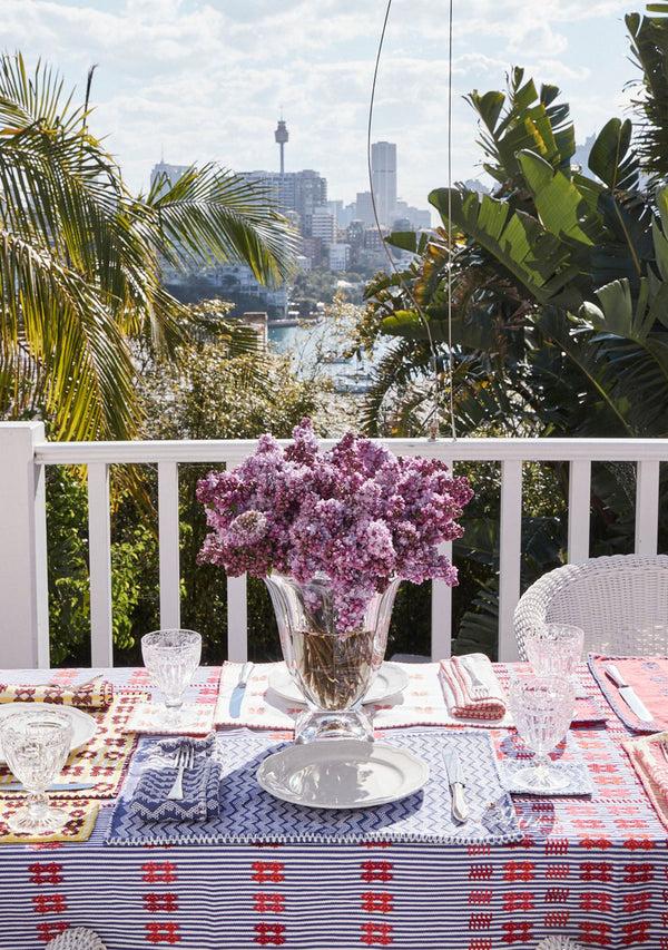 pippa holt Set No.51 Napkin coaster and placemat set in ‘denim’ with white design