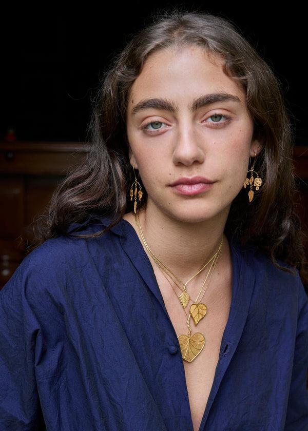 Pippa Small 18kt Colombian Gold Filigree Four Leaf Earrings