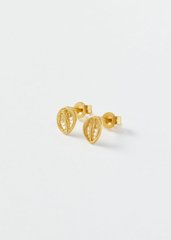 pippa small 18kt Colombian Gold Filigree Leaf Studs
