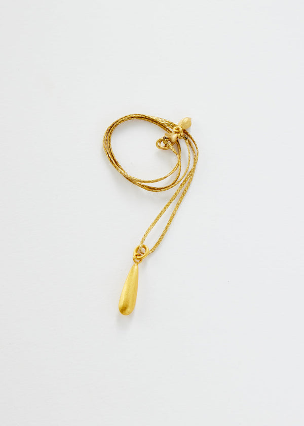 Pippa Small 18kt Colombian Gold Long Drop Pendant On Cord