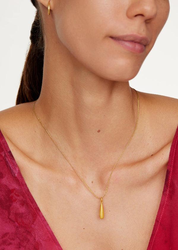 Pippa Small 18kt Colombian Gold Long Drop Pendant On Cord