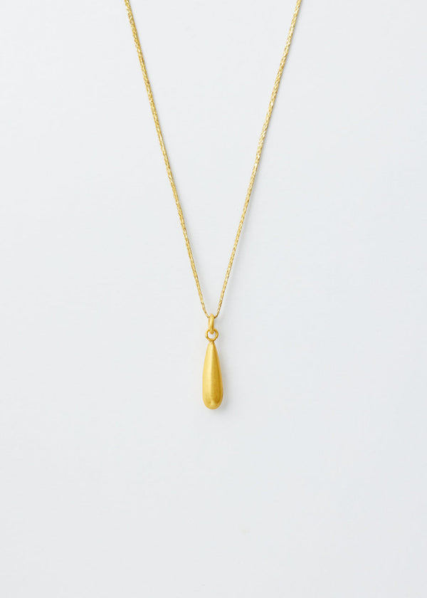 pippa small 18kt Colombian Gold Long Drop Pendant on Cord
