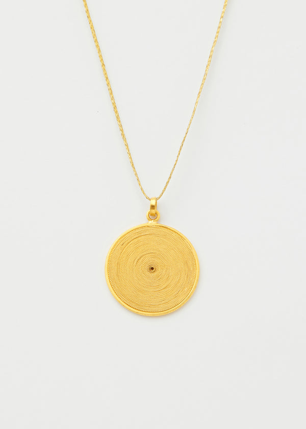 Pippa Small 18kt Colombian Gold Medium Disk Pendant On Cord
