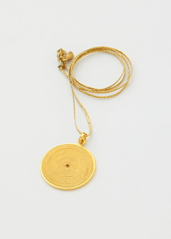 pippa small 18kt Colombian Gold Medium Disk Pendant on Cord