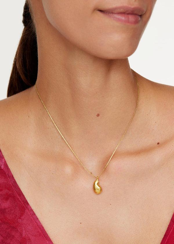 Pippa Small 18kt Colombian Gold Small Seed Pendant On Cord