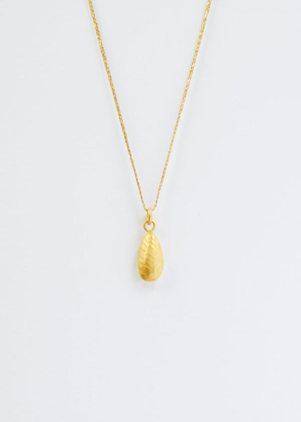 pippa small 18kt Colombian Gold Stamp Leaf Pendant on Cord