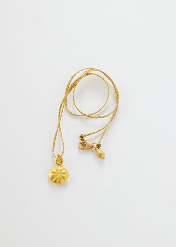 Pippa Small 18kt Colombian Gold Stamped Rosette Pendant On Cord