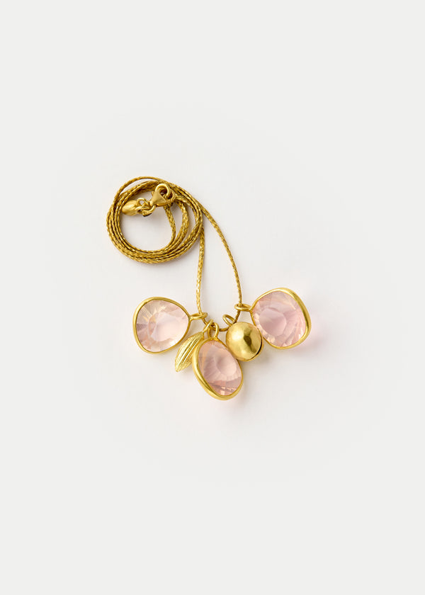 Pippa Small 18kt Gold 18kt Rose Quartz With Seed & Bell Cluster On Cord