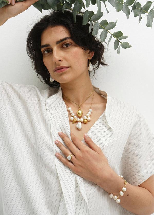 Pippa Small 18kt Gold Aphrodite's White Pearl Greek Ring