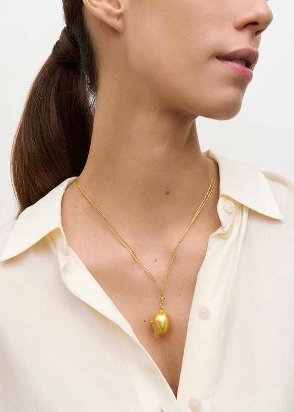 Pippa Small 18kt Gold Aphrodites Pearls Mango Pendant On Cord