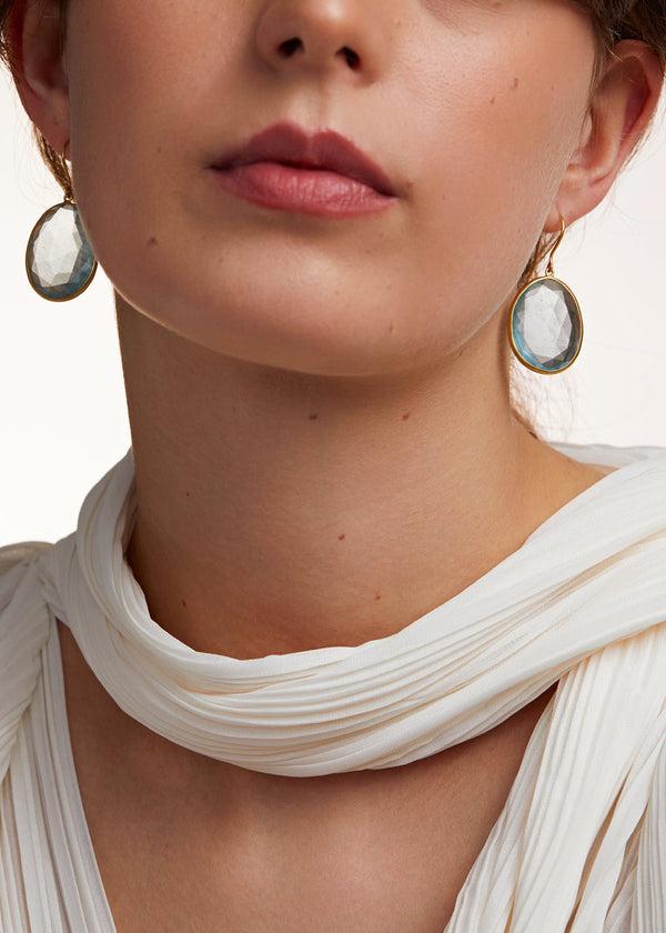 Pippa Small 18kt Gold Aquamarine Large Single Drop Earrings