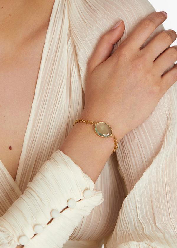 Pippa Small 18kt Gold Aquamarine Single Stone Bracelet