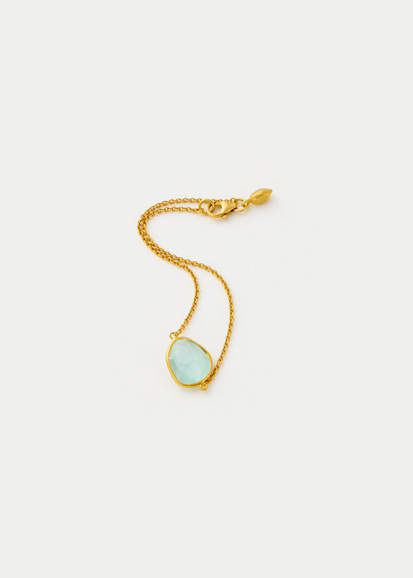Pippa Small 18kt Gold Aquamarine Small Single Stone Bracelet