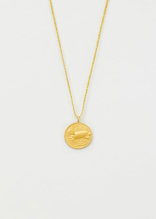 pippa small 18kt Gold Aries Horoscope Pendant on Cord
