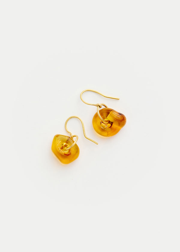 Pippa Small 18kt Gold Azaz Amber Glass Drop Earrings