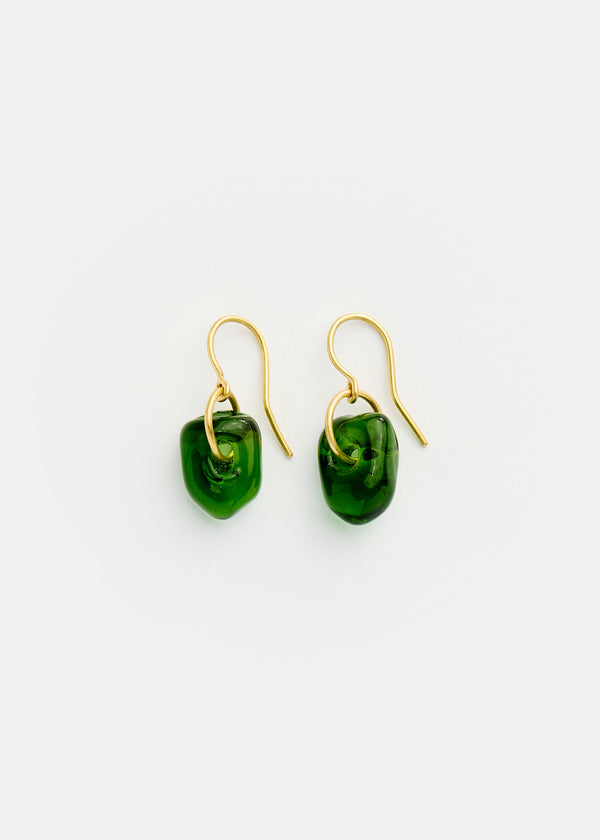 Pippa Small 18kt Gold Azaz Green Glass Drop Earrings