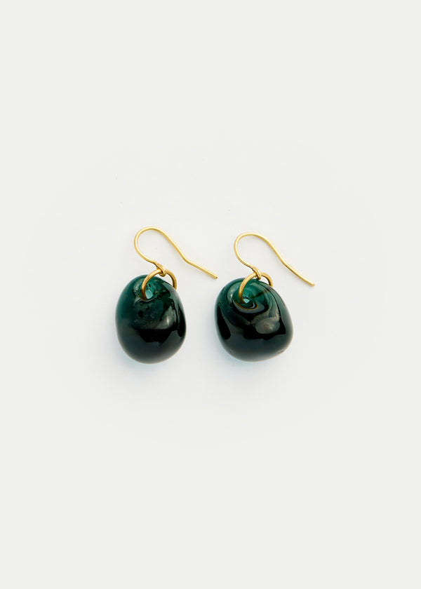 pippa small 18kt Gold Azaz Teal Glass Drop Earrings