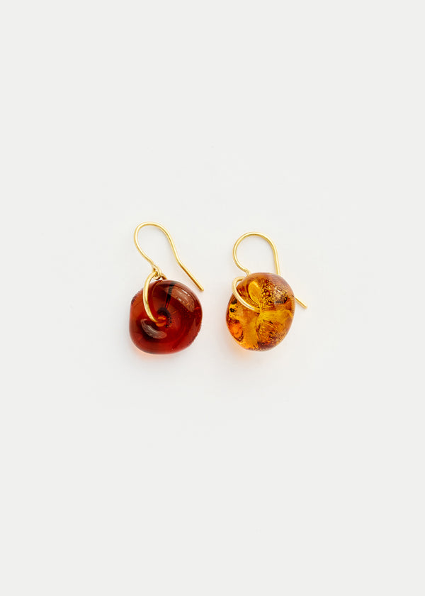 Pippa Small 18kt Gold Azaz Two Tone Amber Glass Drop Earrings