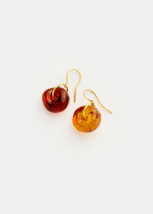 pippa small 18kt Gold Azaz Two Tone Amber Glass Drop Earrings