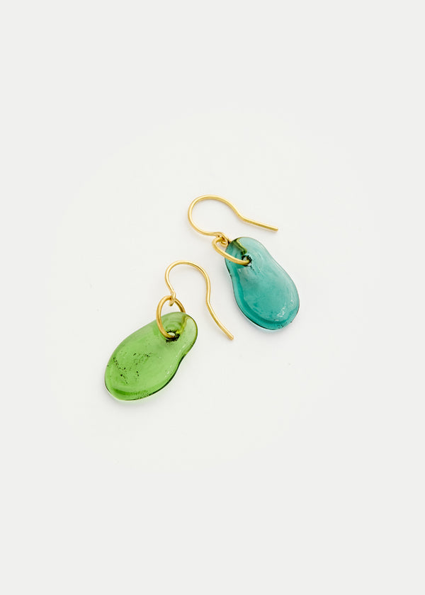 Pippa Small 18kt Gold Azaz Two Tone Green Glass Drop Earrings
