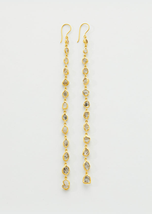 pippa small 18kt Gold Beira Herkimer Long Drop Earrings