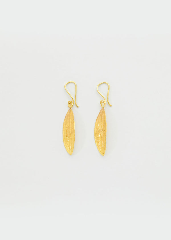 Pippa Small 18kt Gold Bethlehem Double Zaytun Leaf Earrings