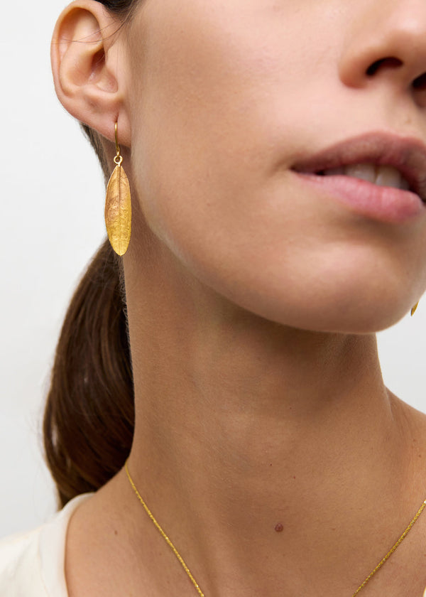 Pippa Small 18kt Gold Bethlehem Double Zaytun Leaf Earrings
