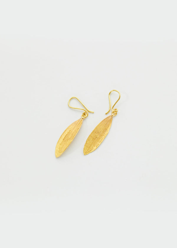 pippa small 18kt Gold Bethlehem Double Zaytun Leaf Earrings