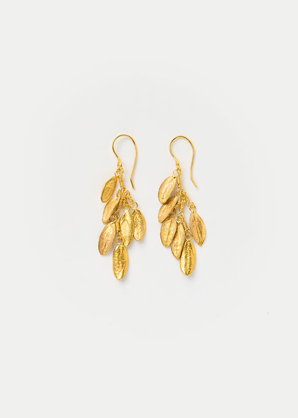 pippa small 18kt Gold Bethlehem Multi Zaytun Leaf Earrings