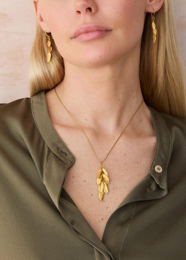 Pippa Small 18kt Gold Bethlehem Multi Zaytun Leaf Pendant On Cord