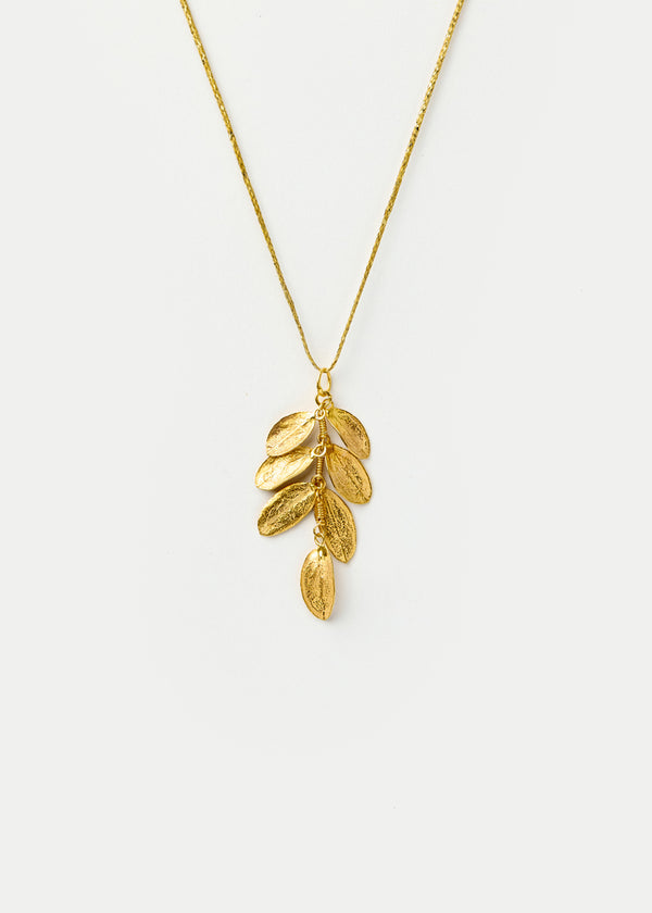 pippa small 18kt Gold Bethlehem Multi Zaytun Leaf Pendant on Cord