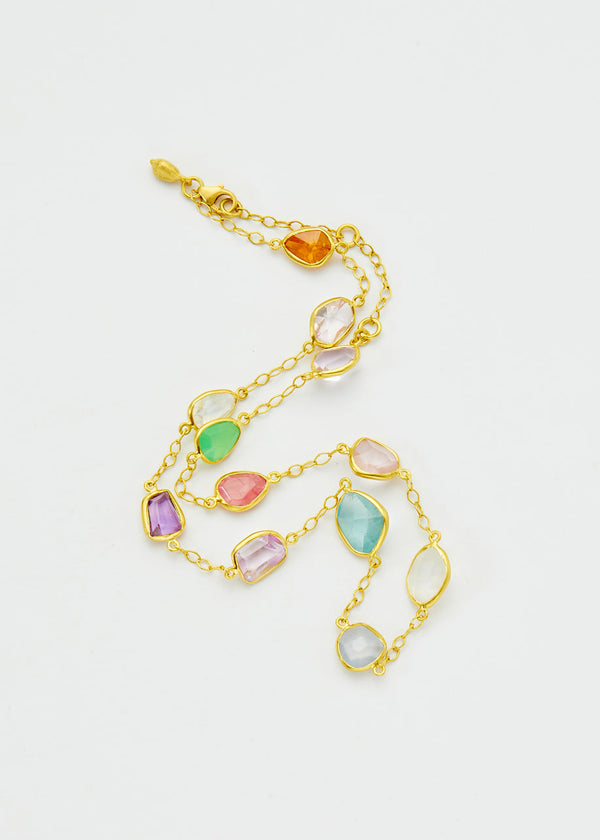 Pippa Small 18kt Gold Birds Lament Mixed Stones Full Stone Necklace