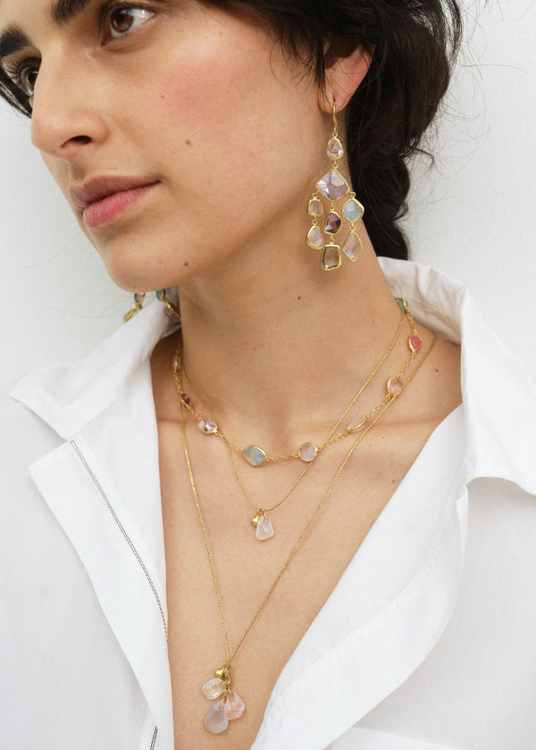 Pippa Small 18kt Gold Birds Lament Mixed Stones Full Stone Necklace