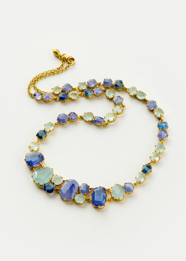 Pippa Small 18kt Gold Blue Mixed Stones Full Stone Necklace
