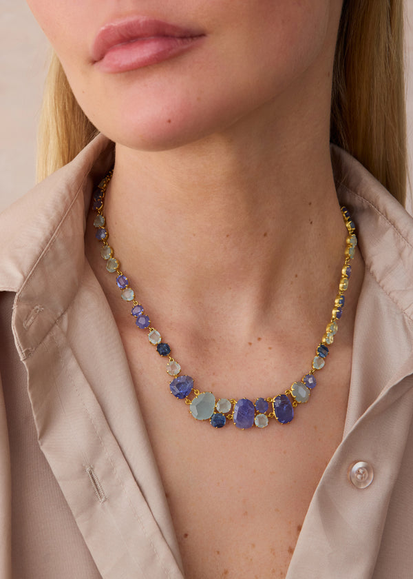 Pippa Small 18kt Gold Blue Mixed Stones Full Stone Necklace
