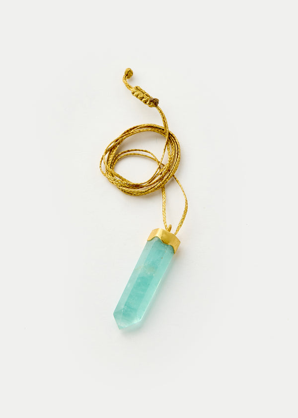 Pippa Small 18kt Gold Cerulean Aquamarine Cap Set Amulet On Cord