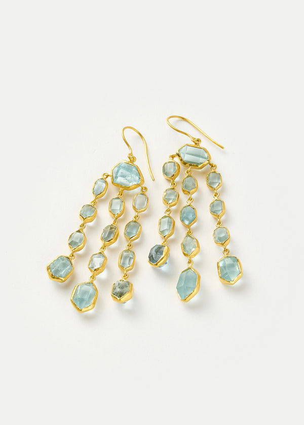 Pippa Small 18kt Gold Cerulean Aquamarine Chandelier Earrings