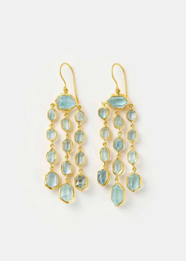 pippa small 18kt Gold Cerulean Aquamarine Chandelier Earrings