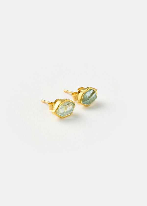 Pippa Small 18kt Gold Cerulean Aquamarine Classic Studs