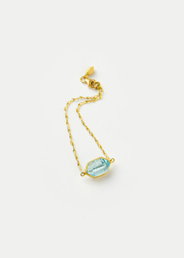 Pippa Small 18kt Gold Cerulean Aquamarine Single Stone Bracelet