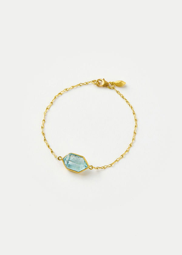pippa small 18kt Gold Cerulean Aquamarine Single Stone Bracelet