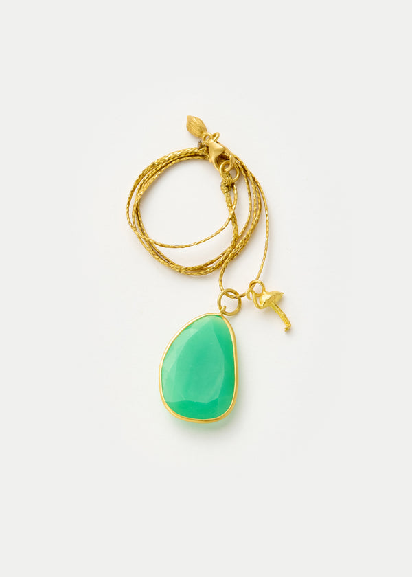 Pippa Small 18kt Gold Chrysoprase & Flamingo Amulets On Cord