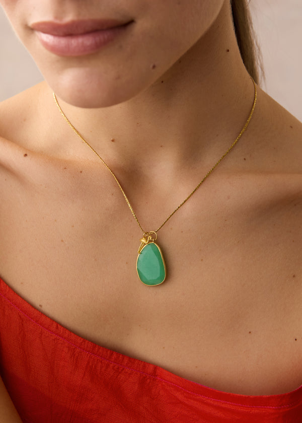 Pippa Small 18kt Gold Chrysoprase & Flamingo Amulets On Cord