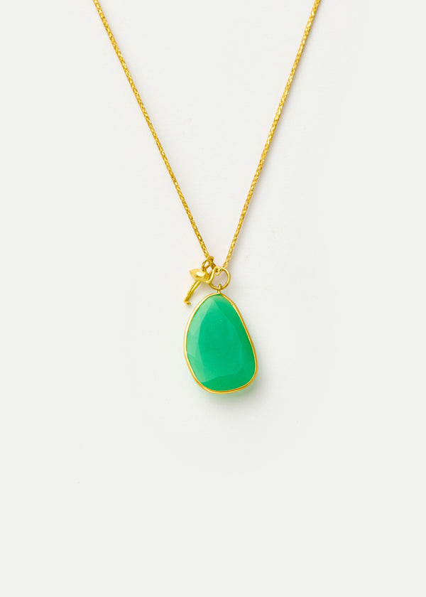 pippa small 18kt Gold Chrysoprase & Flamingo Amulets on Cord