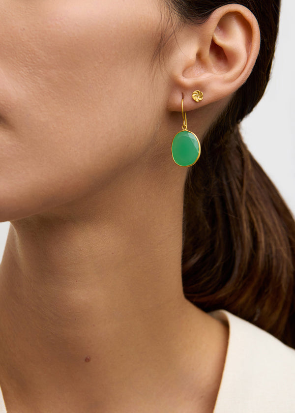 Pippa Small 18kt Gold Chrysoprase Single Drop Earrings