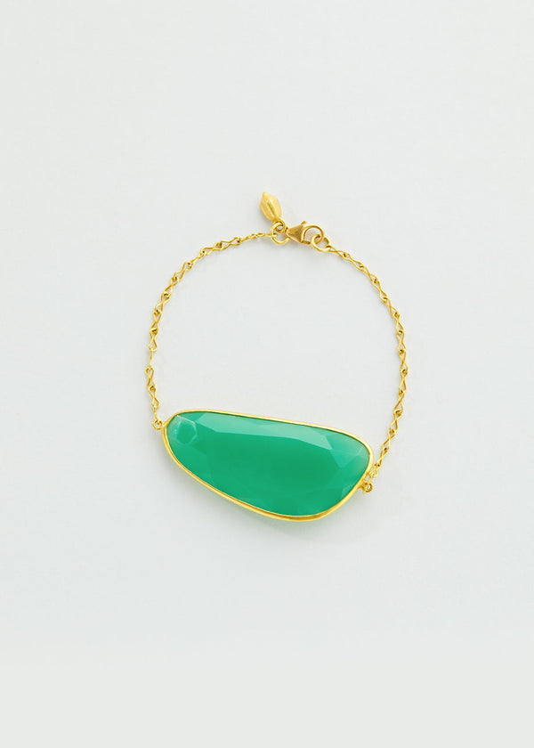 Pippa Small 18kt Gold Chrysoprase Single Stone Bracelet