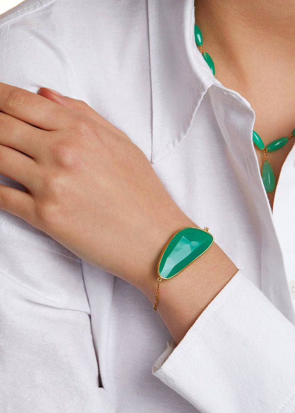 Pippa Small 18kt Gold Chrysoprase Single Stone Bracelet
