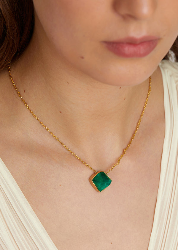 Pippa Small 18kt Gold & Colombian Pointed Emerald Necklace